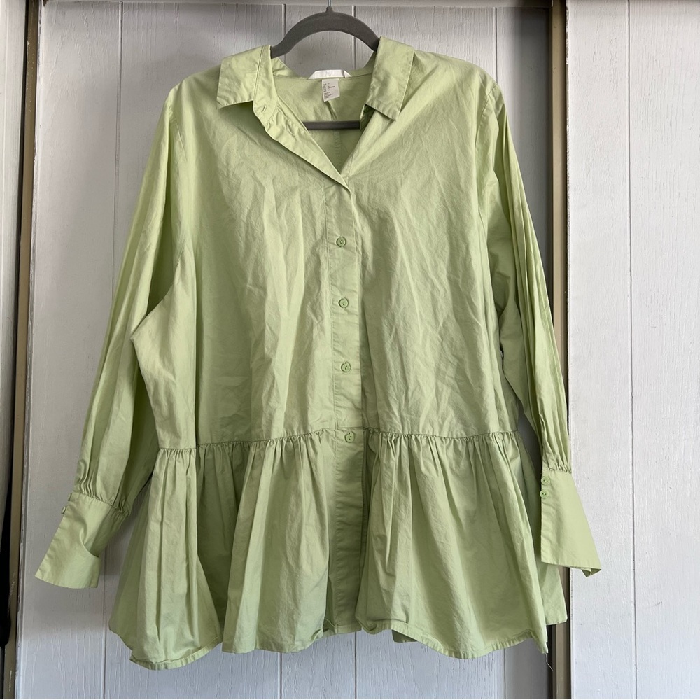 Green flared shirt